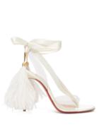 Matchesfashion.com Christian Louboutin - Marie Edwina 100 Satin Sandals - Womens - White