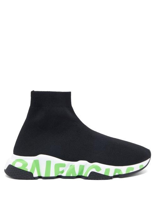 Matchesfashion.com Balenciaga - Speed Graffiti-print Trainers - Womens - Black Green