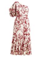 Matchesfashion.com Johanna Ortiz - Perfume De Gardenias Embroidered Cotton Midi Dress - Womens - Red White