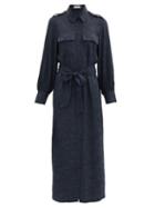 Matchesfashion.com Cefinn - Robyn Camouflage-jacquard Satin Shirt Dress - Womens - Navy