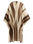 Matchesfashion.com Isabel Marant - Striped Knit Mohair Blend Poncho - Womens - White