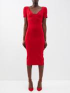 Roland Mouret - Sweetheart-neckline Jersey Midi Dress - Womens - Red