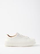 Jil Sander - Ridged-outsole Leather Trainers - Womens - Natural