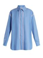 Matchesfashion.com Maison Margiela - Oversized Point Collar Cotton Shirt - Womens - Blue