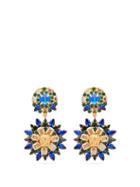 Matchesfashion.com Versace - Crystal Embellished Floral Drop Earrings - Womens - Blue