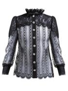 Matchesfashion.com Dolce & Gabbana - Crystal Embellished Chantilly Lace Blouse - Womens - Black