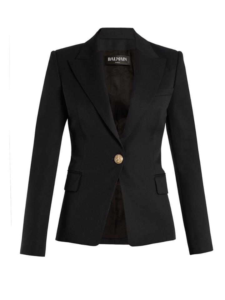 Balmain Single-breasted Peak-lapel Wool Blazer