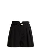 Matchesfashion.com Redvalentino - Buckle Detail Pleat Shorts - Womens - Black