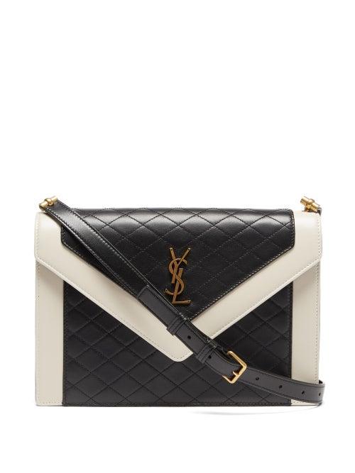 Saint Laurent - Gaby Small Quilted-leather Shoulder Bag - Womens - Black White