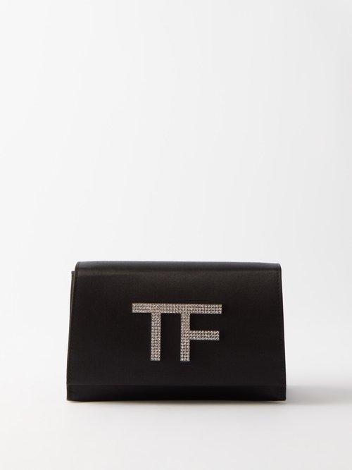 Tom Ford - Disco Crystal-embellished Silk-satin Clutch Bag - Womens - Black
