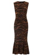 Norma Kamali - Fishtail-hem Tiger-print Jersey Dress - Womens - Brown