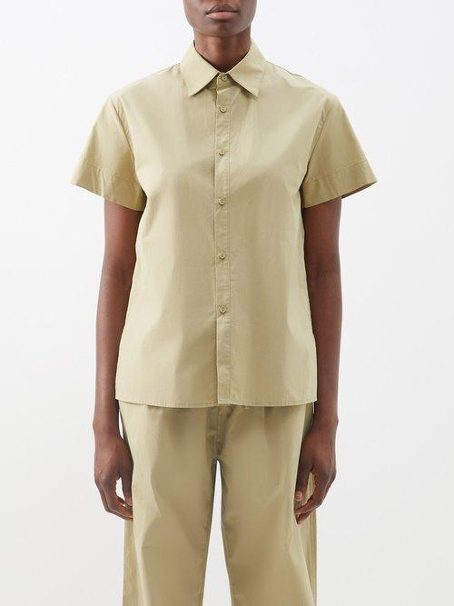 Matteau - Organic-cotton Poplin Shirt - Womens - Light Khaki