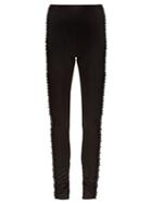 Matchesfashion.com Koch - Bead Embellished Side Stripe Satin Trousers - Womens - Black Blue