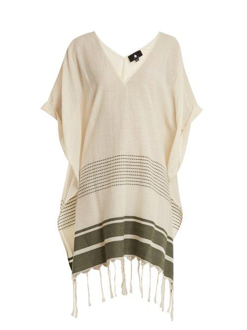 Matchesfashion.com Su - Lumaki Tasselled Hem Cotton Kaftan - Womens - Cream Multi