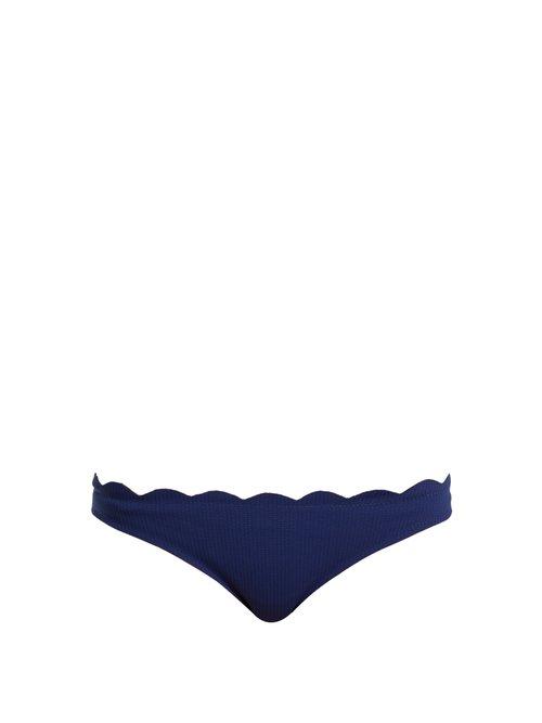 Matchesfashion.com Marysia - Santa Barbara Scallop Edged Bikini Briefs - Womens - Navy