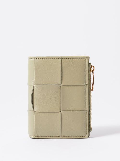 Bottega Veneta - Cassette Intrecciato-leather Bi-fold Wallet - Womens - Khaki