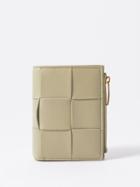 Bottega Veneta - Cassette Intrecciato-leather Bi-fold Wallet - Womens - Khaki