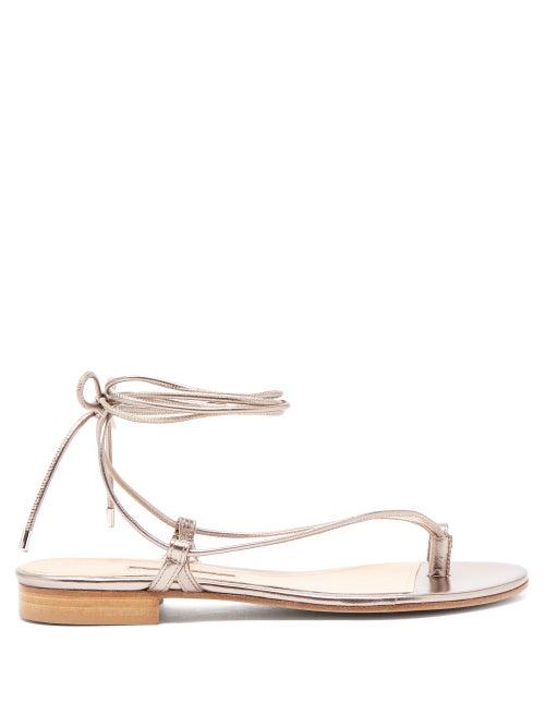 Matchesfashion.com Emme Parsons - Ava Wrap Around Metallic Leather Sandals - Womens - Gold