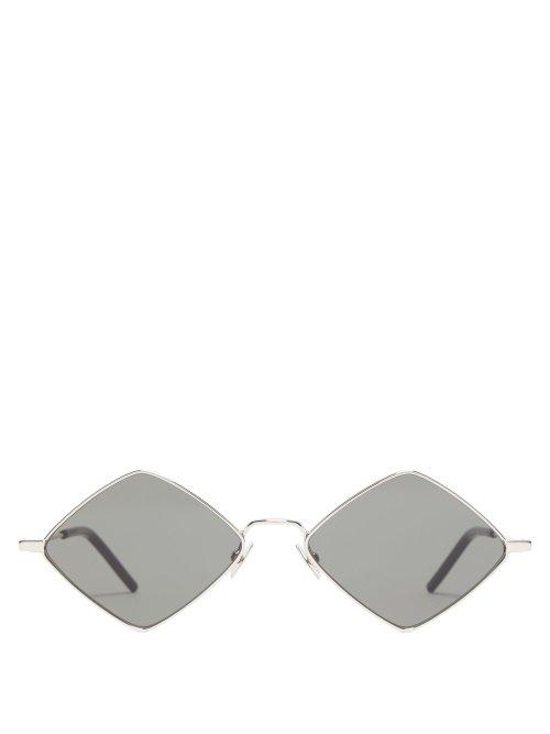 Matchesfashion.com Saint Laurent - Lisa Diamond Shape Metal Sunglasses - Womens - Silver Multi