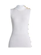Balmain High-neck Sleeveless Cotton Top