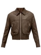 Matchesfashion.com Lemaire - Spread-collar Leather Jacket - Mens - Brown