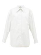 Matchesfashion.com Msgm - Crocodile Effect Faux Leather Shirt - Womens - White
