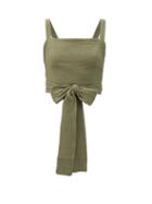 Matchesfashion.com Loup Charmant - Pilos Wraparound Cotton Crop Top - Womens - Dark Green