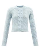 Ladies Rtw Paco Rabanne - Cropped Cable-knit Mohair-blend Cardigan - Womens - Light Blue