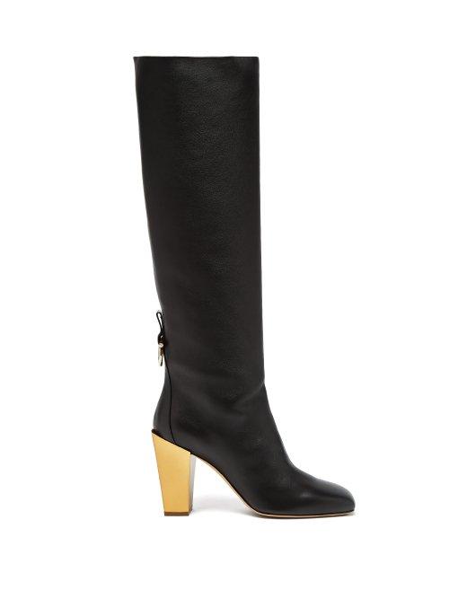 Matchesfashion.com Salvatore Ferragamo - Blavy Over The Knee Leather Boots - Womens - Black
