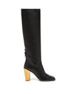 Matchesfashion.com Salvatore Ferragamo - Blavy Over The Knee Leather Boots - Womens - Black