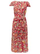 Matchesfashion.com Saloni - Heather Floral Print Silk Dress - Womens - Red Multi