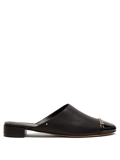 Matchesfashion.com Salvatore Ferragamo - Muggia Chain Embellished Leather Mules - Womens - Black