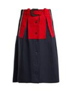 Matchesfashion.com Maison Margiela - Belted Wool Trimmed Twill Skirt - Womens - Blue Multi