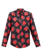Matchesfashion.com Amiri - Hearts-print Silk Shirt - Mens - Black Red