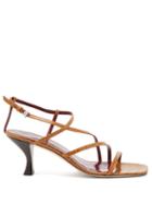 Matchesfashion.com Staud - Gita Square-toe Crocodile-effect Leather Sandals - Womens - Burgundy
