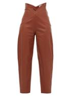 Matchesfashion.com The Attico - Butterfly-insert High-waist Leather Trousers - Womens - Brown
