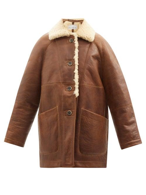 Raey - Shearling Car Coat - Womens - Tan