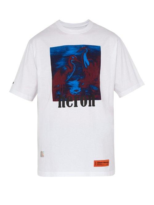Matchesfashion.com Heron Preston - Heron Printed Cotton Jersey T Shirt - Mens - White