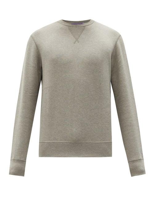 Matchesfashion.com Ralph Lauren Purple Label - Madison Cotton-blend Jersey Sweatshirt - Mens - Light Grey
