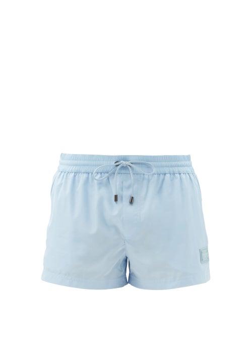 Matchesfashion.com Dolce & Gabbana - Logo-patch Swim Shorts - Mens - Light Blue
