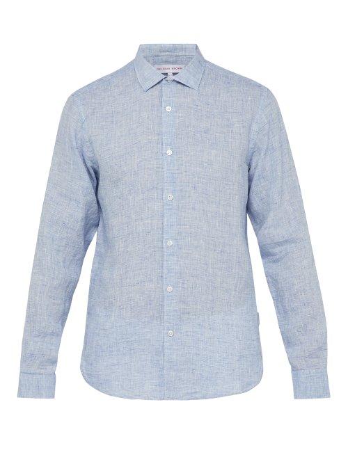 Matchesfashion.com Orlebar Brown - Giles Linen Shirt - Mens - Blue