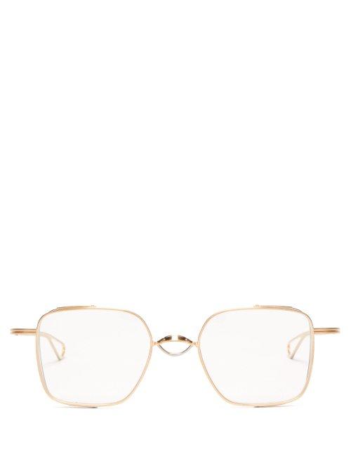 Matchesfashion.com Dita Eyewear - Linetto Square Frame Metal Glasses - Mens - Gold