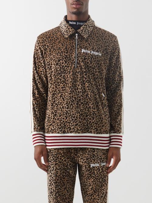 Palm Angels - Animalier Leopard-print Velour Track Jacket - Mens - Black