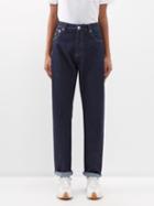 Brunello Cucinelli - Embroidered-logo Straight-leg Jeans - Womens - Dark Blue