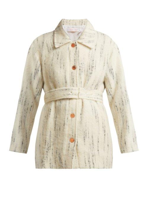 Matchesfashion.com See By Chlo - Marbled Stripe Brushed Coat - Womens - Ivory