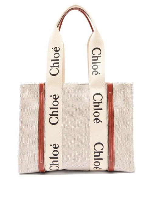 Chlo - Woody Small Canvas Tote Bag - Womens - Brown Beige