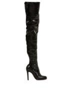 Matchesfashion.com Christian Louboutin - Louise 100 Over The Knee Boots - Womens - Black Silver