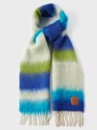 Loewe - Anagram-patch Striped Mohair-blend Scarf - Mens - Blue Multi