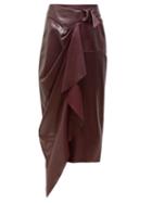 Matchesfashion.com Isabel Marant - Fiova Belted Draped Leather Skirt - Womens - Burgundy