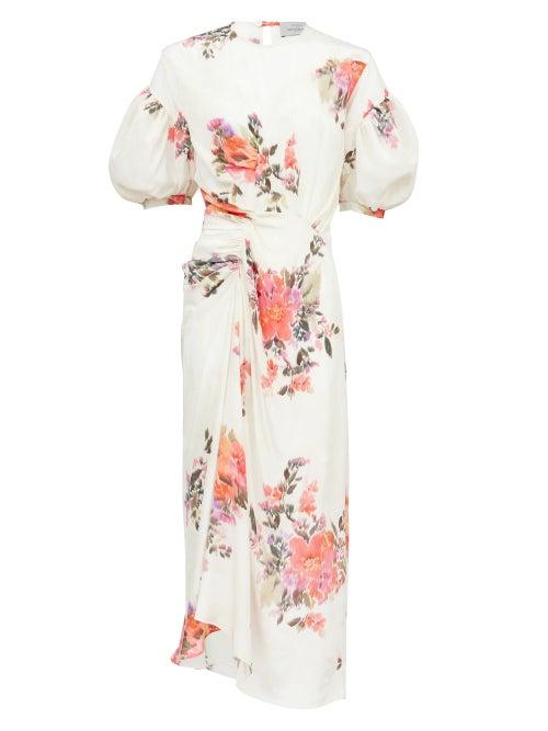 Matchesfashion.com Preen By Thornton Bregazzi - Bianca Floral-print Crepe De Chine Midi Dress - Womens - White Print